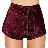 Daxin Womens Winter Velvet Soft Stretchy Shorts Clubwear High Waist Drawstring Hot Pants