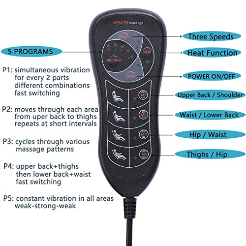 Sotion Vibrating Car Seat Back Massager for Car Chair Massage Pad Cushion, 10 Motors Vibration Heating Therapy to Relieve Stress for Back, Shoulder and Thighs - Thumbnail 4