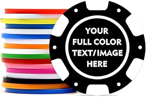 100 Custom Plastic Poker Chips, Print with Personalized Text, for Texas Hold'em Poker, Card Club or Late Night Poker Games (S