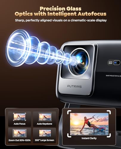Smart 4k Projector [Built-in Google TV/360°Stand] 30W Hi-Fi Speakers,Competible with Netflix, HDR10 Outdoor Projector with Auto Focus & Keystone, HDMI ARC/CEC Projecteur for Home & Bedroom Ceiling