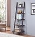 Espresso Finish 5 Tier Bookcase Shelf Ladder Leaning - 72