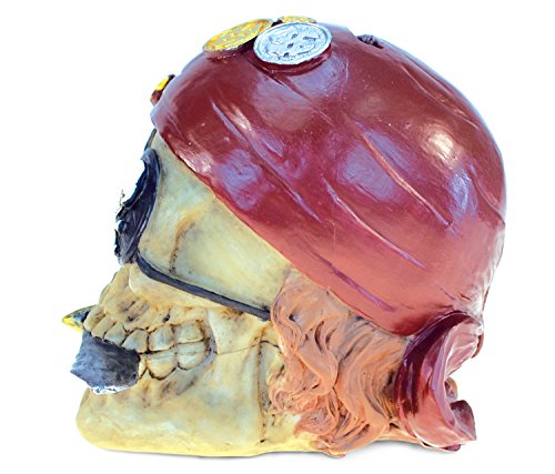 Money Bank Pirate Skull Handcrafted Table Top Resin - Pirates Theme Multicolor - Unique Elegant Gift and Souvenir by Mozlly