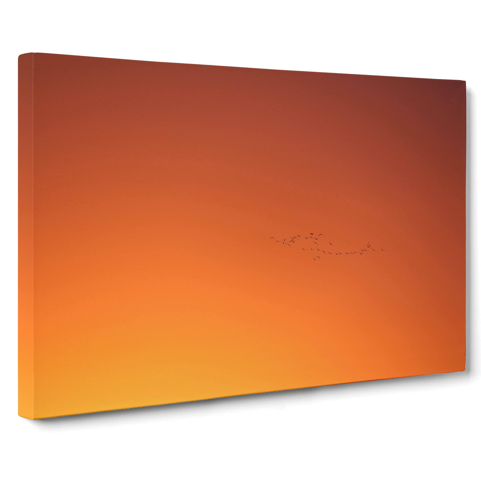 Birds In Flight During An Orange Sunrise Canvas Print | Gallery Wrapped 30mm Frame Wall Art | 20x14 inches | Ready to Hang | Modern Landscape Picture | Living Room Bedroom Lounge Office