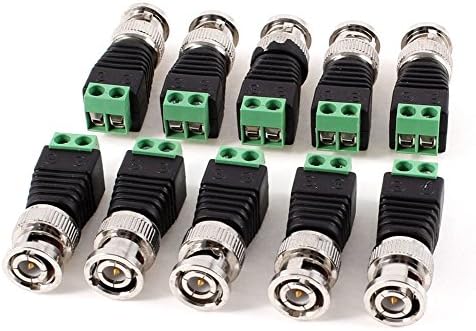 IHOMEGUARD 10 Pack Coaxial Camera Vedio BNC Male plug Connectors for Coax CAT5 to CCTV System