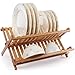 Lovely Bamboo Dish Rack for Drying Full-Size Dinner Plates, Compact and Sturdy Design, Foldaway