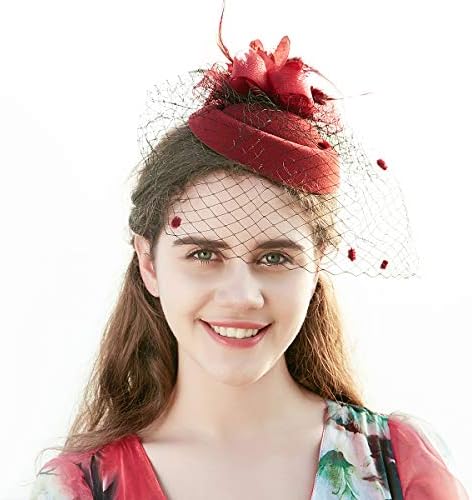 YIULSG Fascinators for Women Feather Fascinator Hats Headband Pillbox Hat for Wedding Church Deryby Tea Party