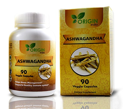 ORIGIN INDIA Ashwagandha Vegan Capsules | 90 Veggie 500 Mg Pure Ashwagandha Root Powder Capsules | ZERO Fillers Or Excipients | 100 % Natural Remedy for adrenal fatigue | 1 Veg Capsule