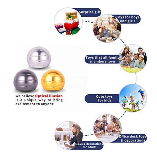 Kinetic Desk Toy Stress Relief Toys Office Executive Toys Metal Fidget Spinner Ball with Optical Illusion for Adults & Kids, Anti Anxiety ADHD Relieve Stress Inspire Inner Creativit