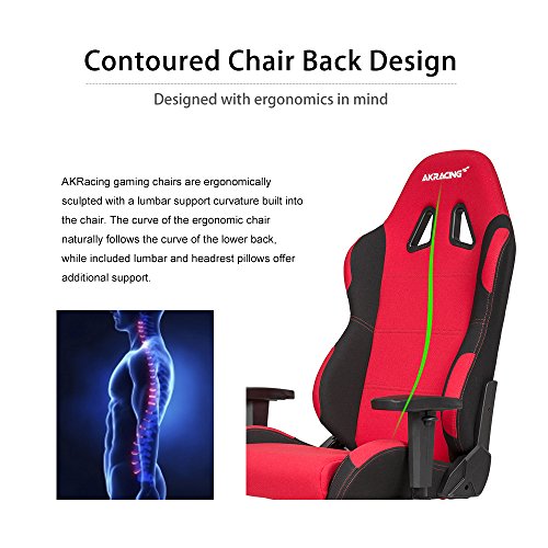 AKRacing Core Series EX-Wide Gaming Chair with Wide Seat, High and Wide Backrest, Recliner, Swivel, Tilt, Rocker and Seat Height Adjustment Mechanisms with 5/10 warranty - Red/Black - Thumbnail 4