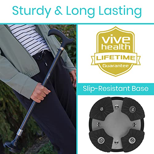 Vive Carbon Fiber Walking Cane with Quad Base Lightweight Stick for