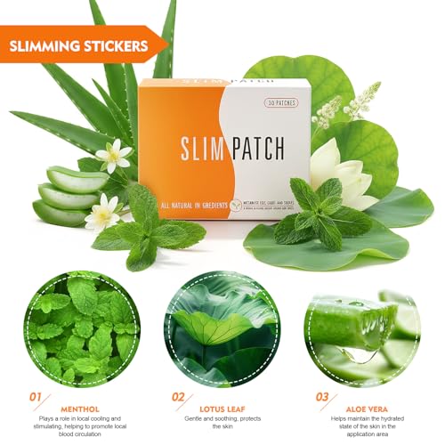 30 Natural Slimming Navel Patches - Abdominal Patch Burns Fat and Reduces Waist, Easy Application Treatment for Shaping Abdomen and Belly