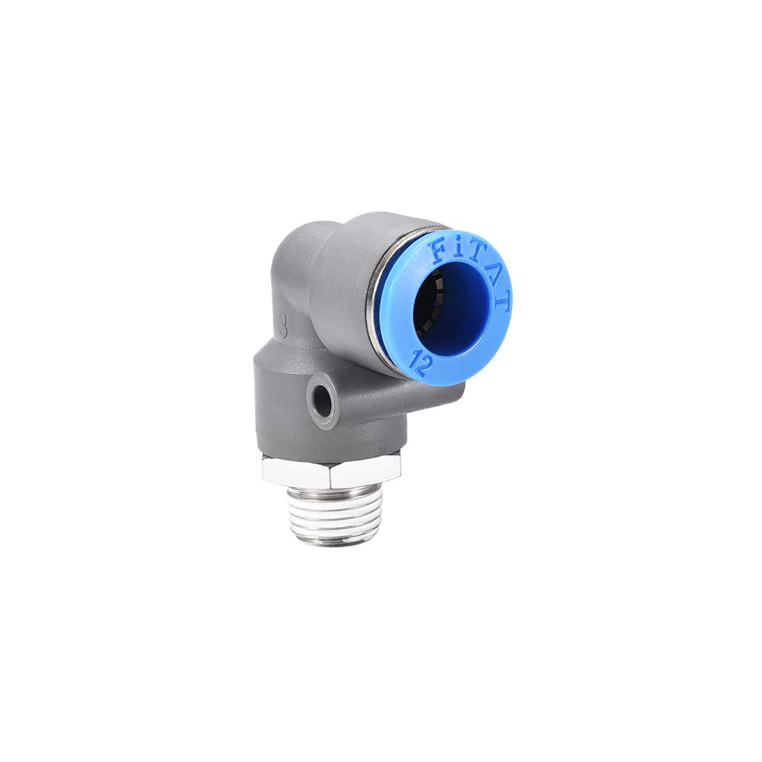 sourcing map Elbow Push to Connect Air Fittings 12mm Tube OD X 1/4PT Male Thread Pneumatic Quick Release Connectors Grey