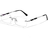 UNIEOWFA Pure Titanium Rimless Glasses Frame for Men Rectangle Optical Frameless Eyeglasses Frames Lightweight Eyewear YJ2201