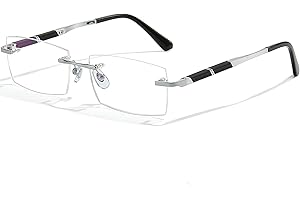UNIEOWFA Pure Titanium Rimless Glasses Frame for Men Rectangle Optical Eyeglasses Frames Lightweight Eyewear Frame YJ2201