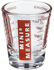 Kolder 13211 Mini Measure Heavy Glass, 20-Incremental Measurements Multi-Purpose Liquid and Dry Measuring Shot Glass, Red