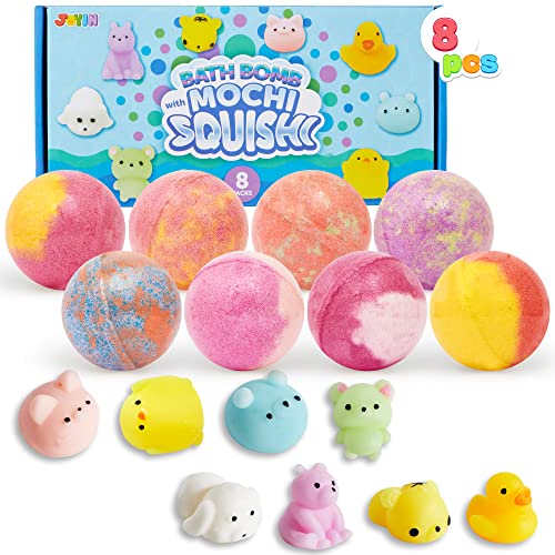 8 Pack Bubble Bath Bombs for Kids with Mochi Squishy, Surprise Toy
