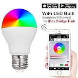 Mi.Light 6W WiFi Led 2.4GHz Light Bulb A19 Must Work with iBox1 Or iBox2 Hub,RGB+CCT Color Changing Dimmable Temperature Adjustable,Memory Function