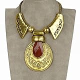Less Like Vintage Lucite Carved Teardrop Bib Collar Statement Necklace Pendant