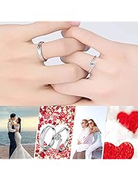 Sunamy Endless Love Matching Couple Rings for Him and Her Set, Adjustable 925 Sterling Silver Romantic Heart Design, Promise Ring Engagement Ring Anniversary Ring