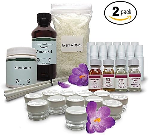 Bundle Pack 2 of DIY Lip Balm Kit - Everything You Need to Make 24 Lip Balms (Flavor Combo 1)