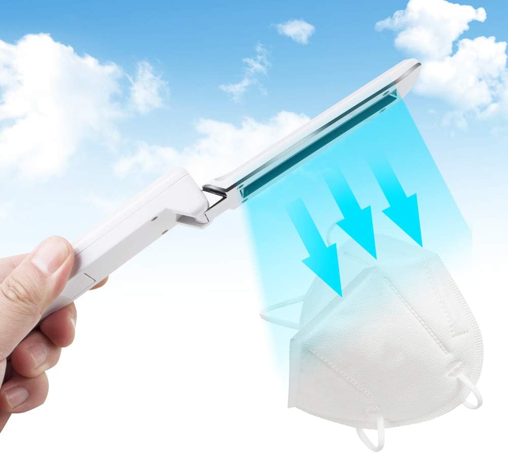 CARESHINE Portable UV Light Mini Foldable Travel Wand UV Light Without Chemicals for Hotel Household Wardrobe Toilet Car Pet Area