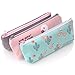Z ZICOME Set of 3 Flamingo Cactus Canvas Pencil Cases Pen Marker Holders Cosmetic Bags Makeup Pouches Purse Organizer Pouches for School Craft Little Supplies