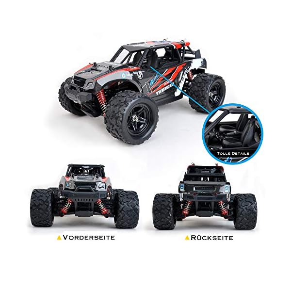 FunTomia Maximum RC Monster Truck - 4WD Thunder Car 36km/h ferngesteuertes Auto - Ersatzteile (1x Monster Truck… – Bild 5