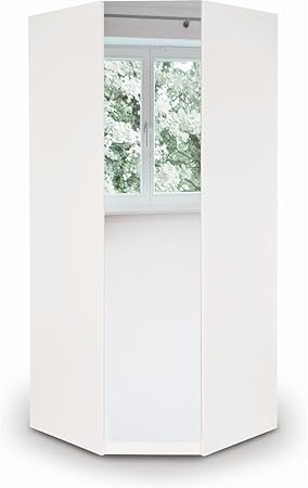 White Mirrored Or Oak Corner Wardrobe Modern Bedroom H 187 Cm W