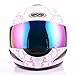 Wow Motorcycle Full Face Helmet Street Bike Women Lady Pink Flower White