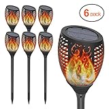 Solar Torch Lights Outdoor, 6-pack OxyLED Waterproof Flickering Flames Path Light Landscape Lighting, Dusk to Dawn Auto On/Off Light for Pathway Patio Driveway Halloween Christmas Lights Decorations