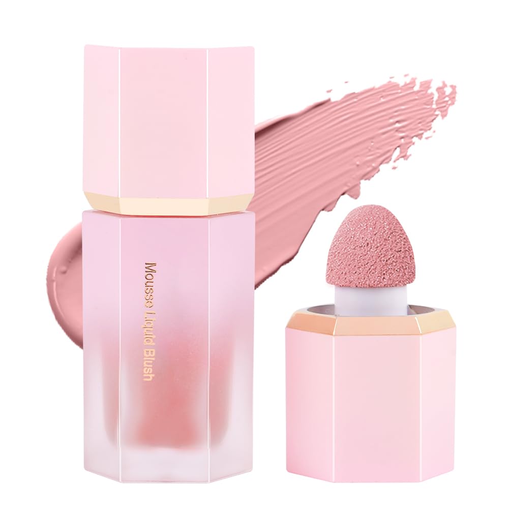 LOPHE Liquid Blush for Cheeks, Soft Cream Liquid Blush Stick With Fine Glitter, Natural-Looking Face Cheek Tint Blush Makeup, Long Lasting Blendable Lightweight Moisturizing Beauty Makeup for Cheeks