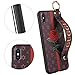 iPhone Xs Max Case, Dairnim Ultra-Slim Hand Strip Holder Kickstand [ 3D Rose Pattern Relief ] Soft TPU (Long Short Lanyard) Case Compatible iPhone Xs Max 6.5 inch, Brown