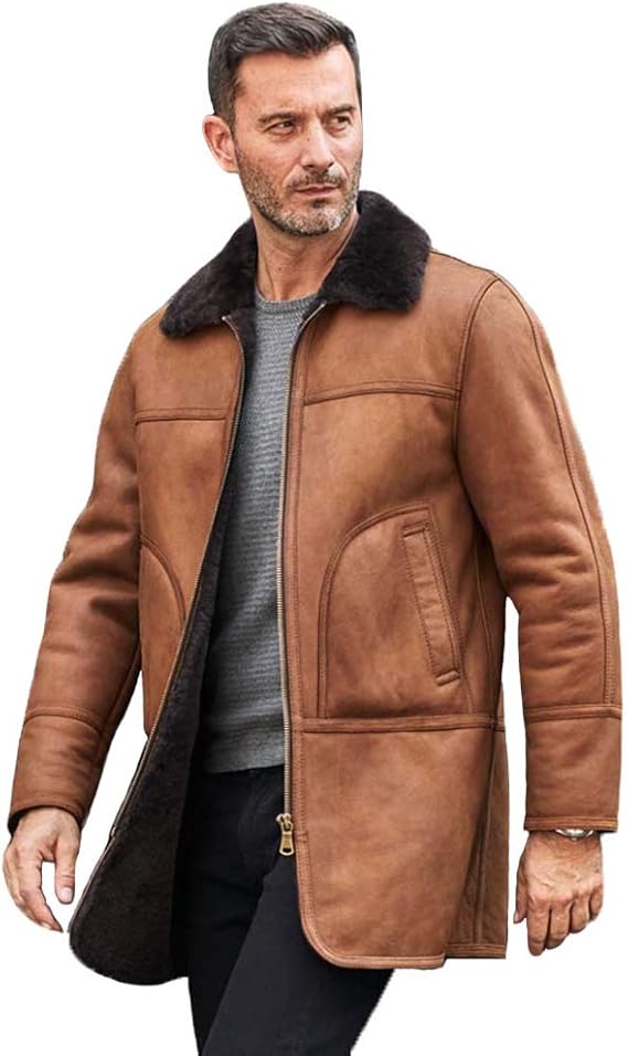 Amazon Denny Dora メンズ ムートンジャケット ロングウィンターコート ナチュラルシープスキンコート フード付きファーコート レザージャケット コート ジャケット 通販
