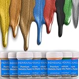 Premium Metallic Acrylic Paint Set by individuall â€“ 8 Professional Grade Metallic Paints â€“ Art Supplies Made in Germany â€“ Craft Acrylic Paint Set with Metallic Effect â€“ Canvas Painting & Any Surface