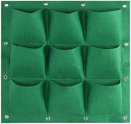 Jeffergrill Vertical Garden Planter, Wall-Mounted Planting Pouch Grow Bag for Indoor & Outdoor Use, Wall-Mounted Planting Bags Hangers (9 Pocket)(Green)