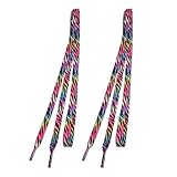 2 Pieces Multicolor Zebra Stripes Pattern Sport Sneakers Flat Shoe Laces