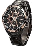 CURREN Stylish Quartz Movt Stainless Steel Watchband Mens Wrist Watch-8023Rosegold (Black)
