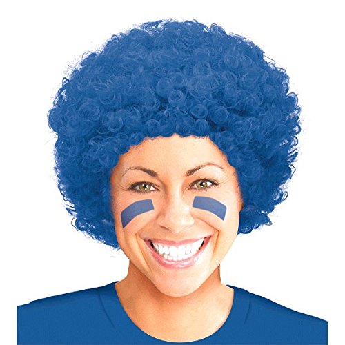Amscan Curly Afro Wig (1 Piece), Blue, 11 x 8"