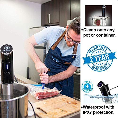 Yedi Total Package Sous Vide Cooker, Max Deluxe Accessory Kit, Recipes, 1000 Watts, Stainless Steel - Thumbnail 2