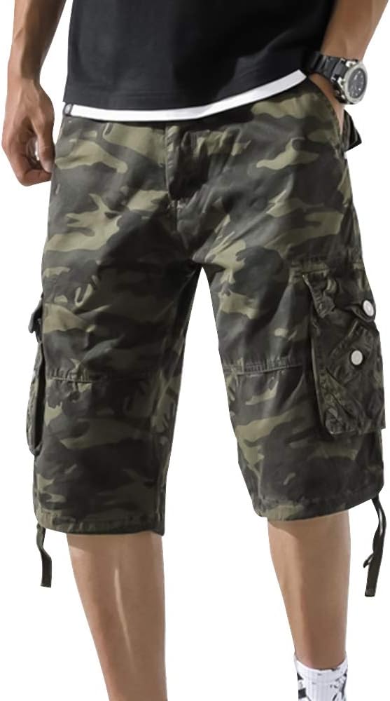 OEAK Men's Outdoor Camouflage Multi Pockets Camo Cargo Shorts