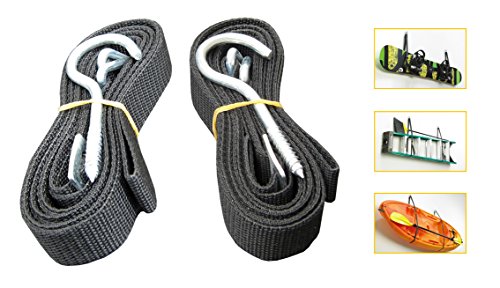 FITOOLKayak Storage System, Canoes Wall Rack Holders, Adjustable Storage Straps Garage Hangers, 100LBS(45KGS) Weight Capacity, Skiing Board, Ladder, Canoes, Kayak Wall Mount Storage System