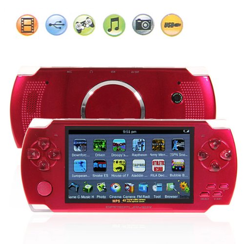 Reproductor MP5 Portátil 4GB HD TFT de 4.3 pulgadas Pantalla con FM Radio Compatible con USB/SD/TF Tarjeta, rojo