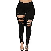 ZERMOM Ripped Skinny Jeans for Women Destroyed Mid Rise Stretch Denim Pants