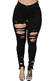 ZERMOM Women's Ripped Skinny Jeans Stretch Mid Rise
