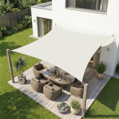 Sekey Sonnensegel Wasserdicht 3x4m Rechteckig, Sonnenschutz hochdichtes PES 160g/m² Wetterfest & Reißfest, Nahtversiegelung (Zuverlässig Dicht) & 95% 