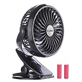 BLUBOON Clip on Fan Battery Operated Fan Portable for Baby Stroller 5 inches (Two Batteries, one for Backup)