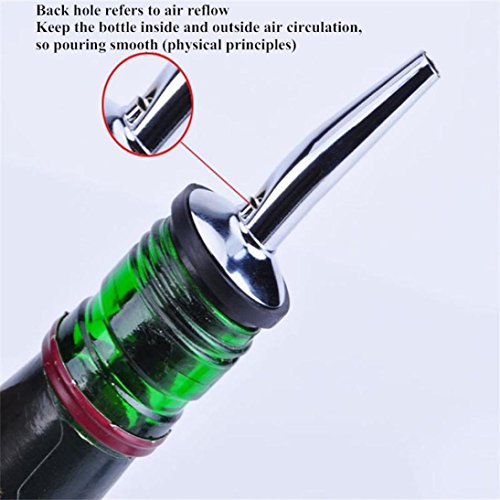 Botrong Liquor Spirit Pourer Flow Wine Bottle Pour Spout Stopper Stainless Steel Cap (C)