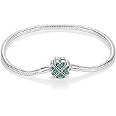 MULA 925 Sterling Silver Snake Chain Charm Bracelet Butterfly Sunflower Heart with 5A Cubic Zirconia Bracelets for Women