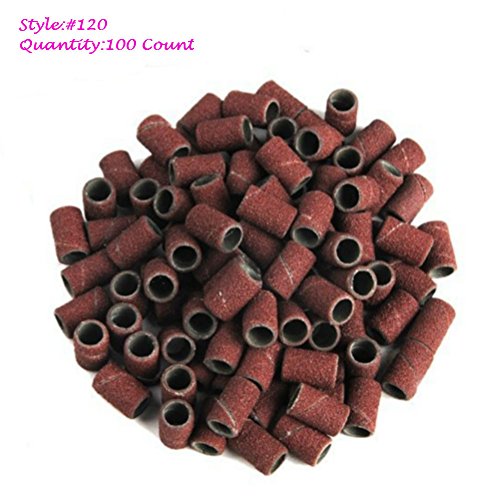 AKOAK 100 Pcs/Lot #120 Grit File Sand Piece Set Nail Art Professional Sanding Bands Brown Pieces Gel File Gel Polish Remover Manicure Pedicure Nail Machine Nail Tools