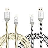 Eversame 2-Pack 3.3Ft 1M Premium Nylon Braided Quick Charge 2.0 A Male to Micro B Sync and Charging Cable with Aluminum Shell For Samsung Galaxy S6/S7 Edge/Note5, LG Volt/G4(Black White)